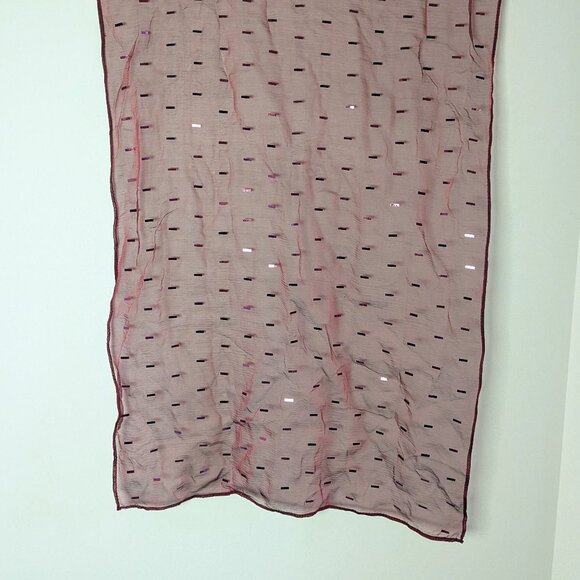 St. John Vintage 90's Burgundy Sheer Silk Rectangular Scarf Sparkly Glitter - Picture 5 of 8